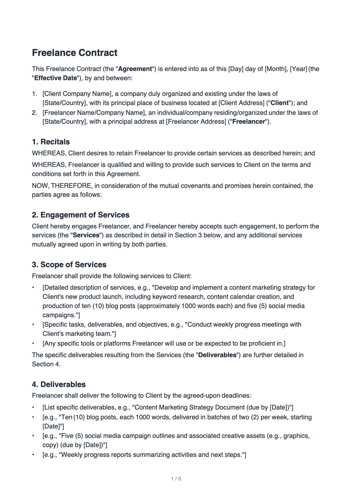 Freelance Contract – page 1