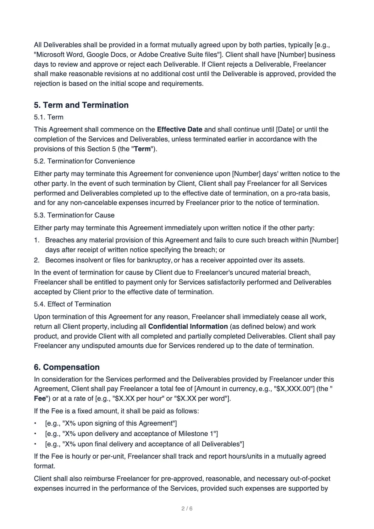 Freelance Contract – page 2