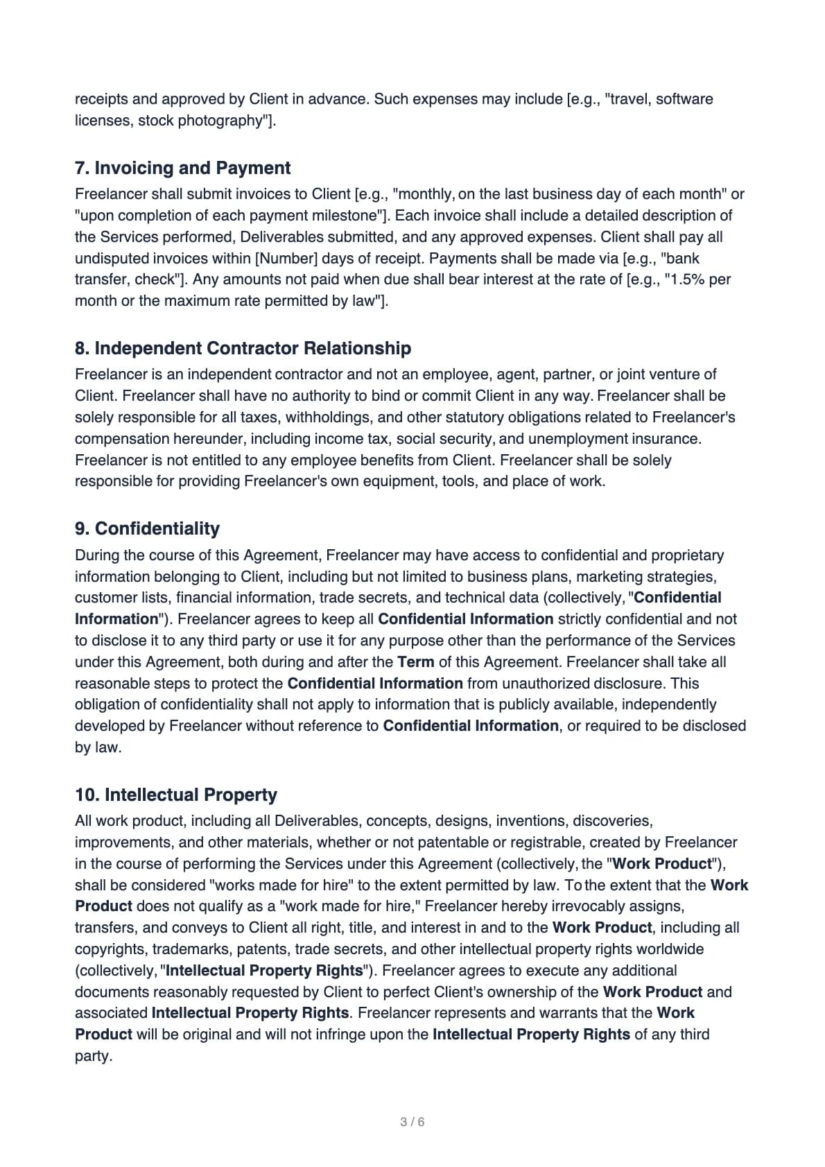 Freelance Contract – page 3