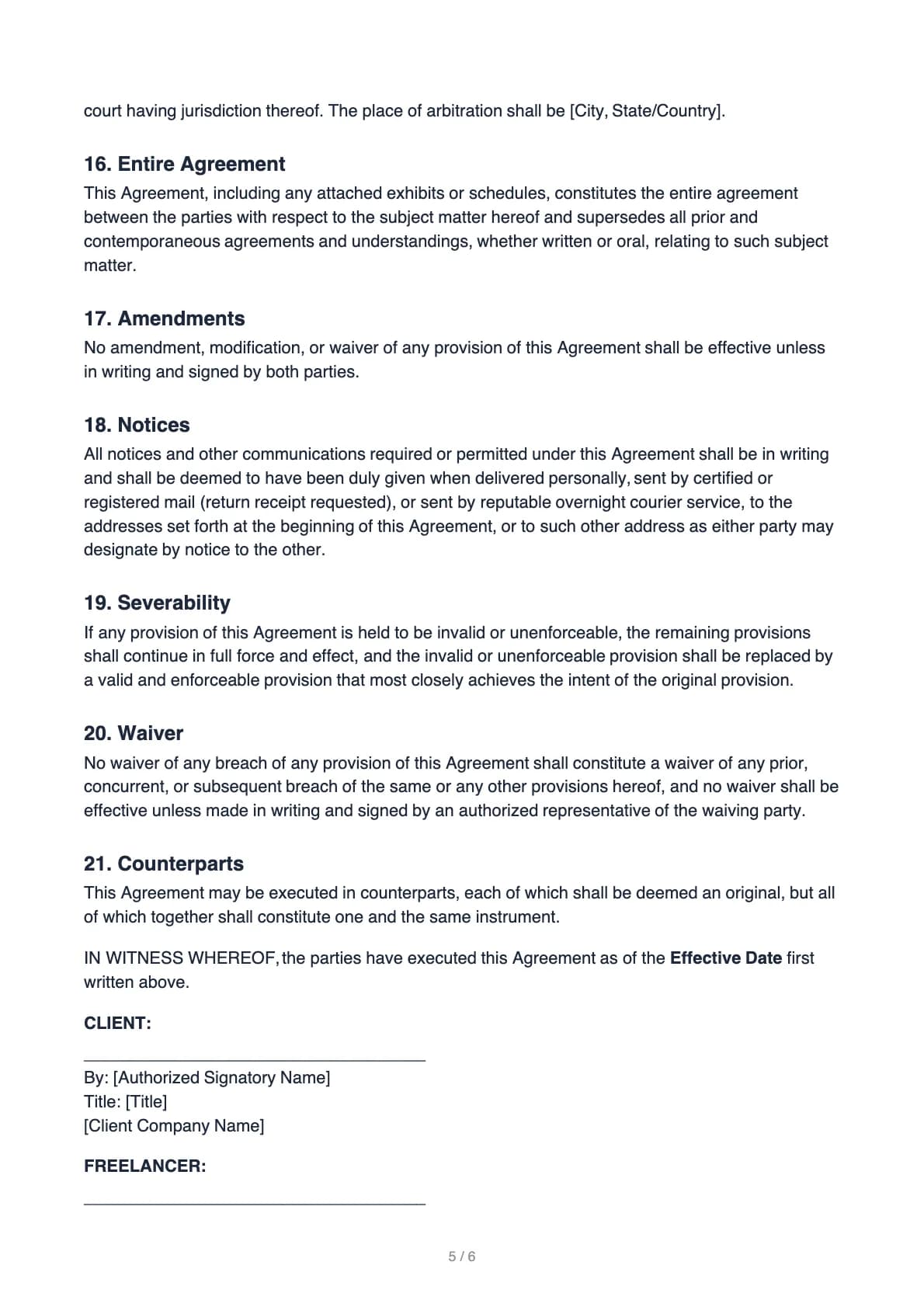 Freelance Contract – page 5